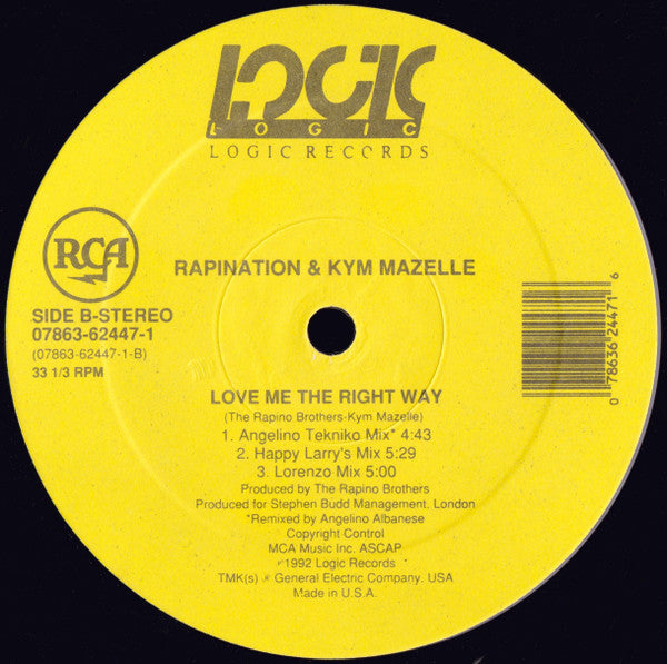 Rapination* & Kym Mazelle : Love Me The Right Way (12")