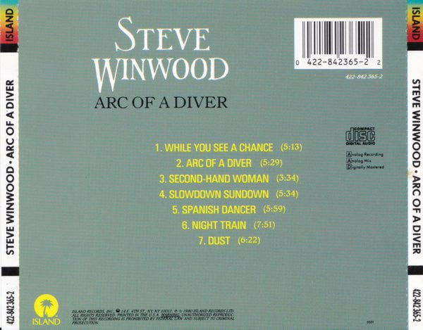 Steve Winwood : Arc Of A Diver (CD, Album)