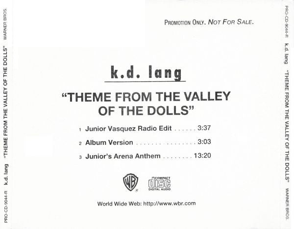 k.d. lang : Theme From The Valley Of The Dolls (CD, Single, Promo)