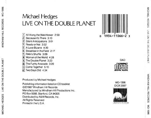 Michael Hedges : Live On The Double Planet (CD, Album)