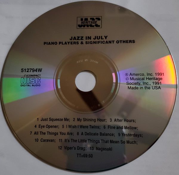 Dick Hyman, Roger Kellaway, Marian McPartland, Jay McShann, Derek Smith, Ralph Sutton (2), Dick Wellstood : Piano Players & Significant Others (CD, Album)