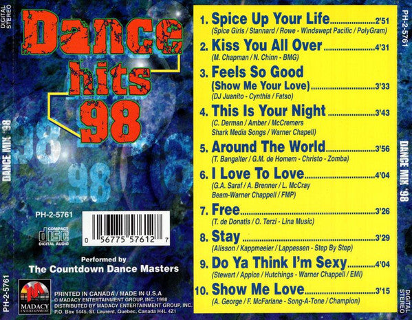 The Countdown Dance Masters : Dance Hits 98 (CD)