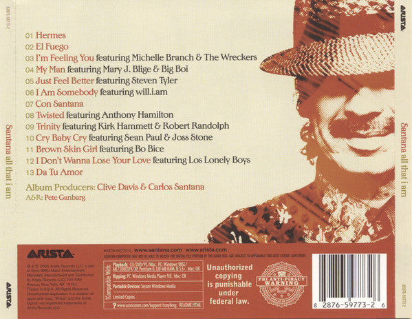 Santana : All That I Am (CD, Album, Copy Prot.)