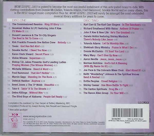 Various : Wow Gospel 2003 (2xCD, Comp, Club)