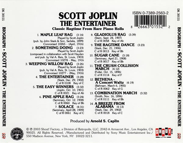Scott Joplin : The Entertainer (CD, Comp, RE)