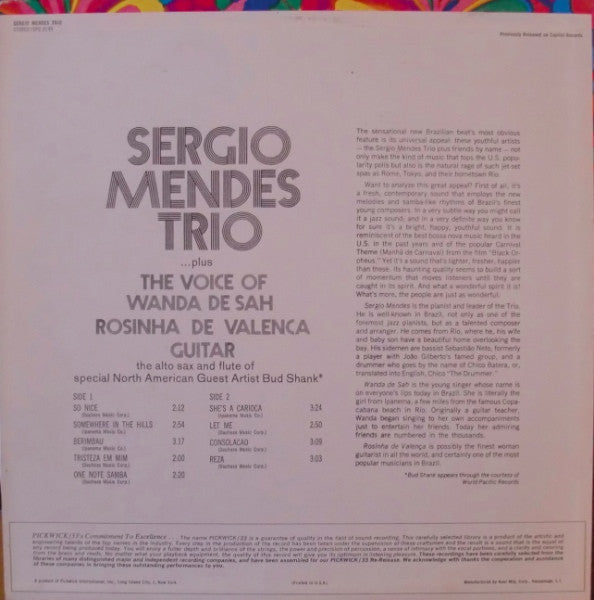 The Sergio Mendes Trio* : So Nice (LP, Album, RE)