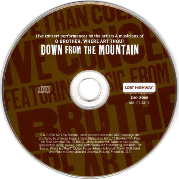 Various : Down From The Mountain (Live Concert Performances By The Artists & Musicians Of O Brother, Where Art Thou?) (CD, Album)