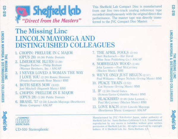 Lincoln Mayorga And Distinguished Colleagues : The Missing Linc (Volume II) (CD, Album, RE)
