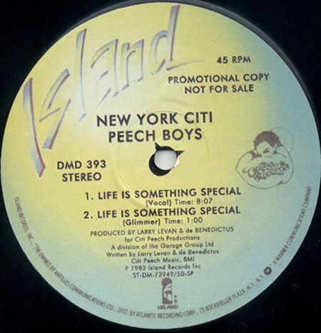 New York Citi Peech Boys* : Life Is Something Special (12", Promo)