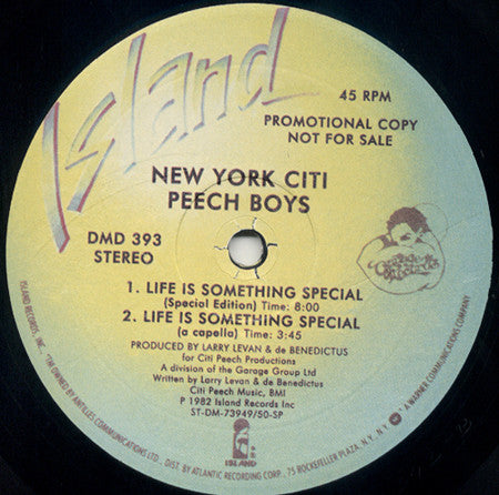 New York Citi Peech Boys* : Life Is Something Special (12", Promo)