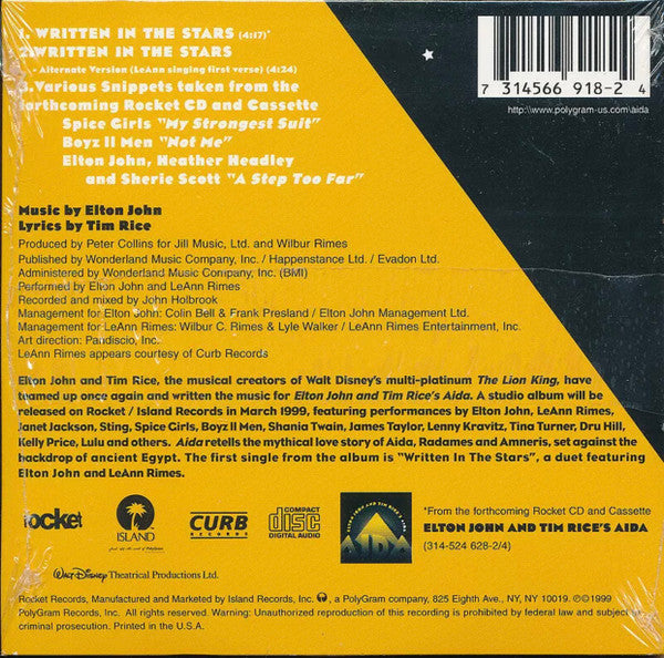 Elton John * LeAnn Rimes : Written In The Stars (CD, Single, Car)