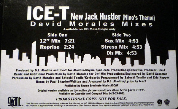 Ice-T : New Jack Hustler (Nino's Theme) - David Morales Mixes (12", Promo)