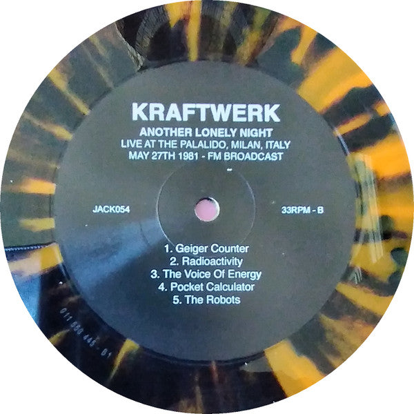 Kraftwerk – Another Lonely Night - Live At The Palalido, Milan, Italy, May 27th 1981 - FM Broadcast (Vinyl, LP, Album, Limited, Unofficial, Orange & Black)