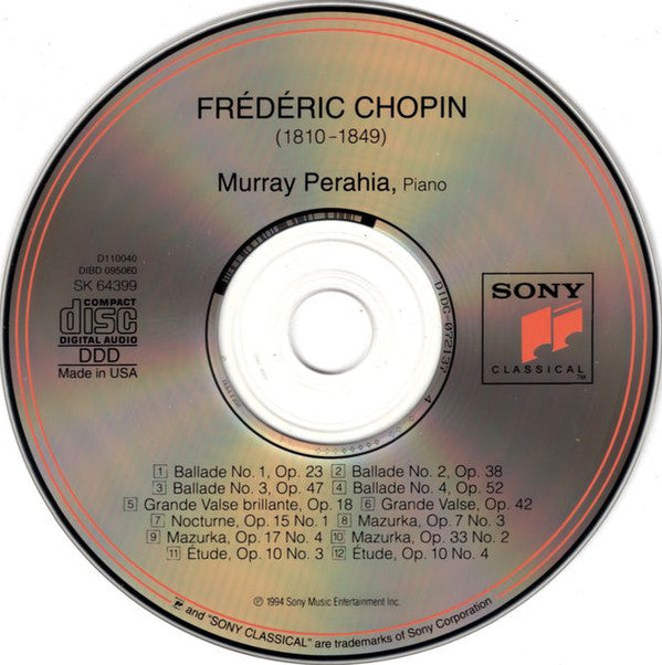 Chopin* - Murray Perahia : 4 Ballades (CD, Club)