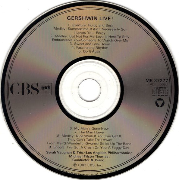 Michael Tilson Thomas | Sarah Vaughan, Los Angeles Philharmonic* : Gershwin Live! (CD, Album)