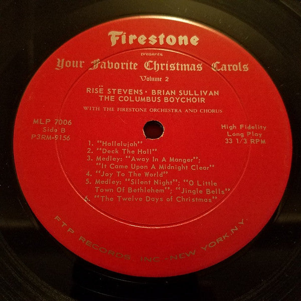 Risë Stevens, Brian Sullivan (4) And The Columbus Boychoir With The Firestone Orchestra And Chorus : Firestone Presents Your Favorite Christmas Carols Volume 2 (LP, Mono, Hol)