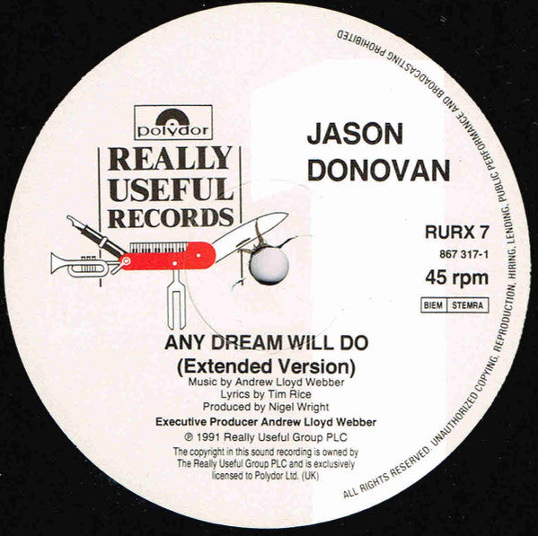 Jason Donovan : Any Dream Will Do (12", Single)