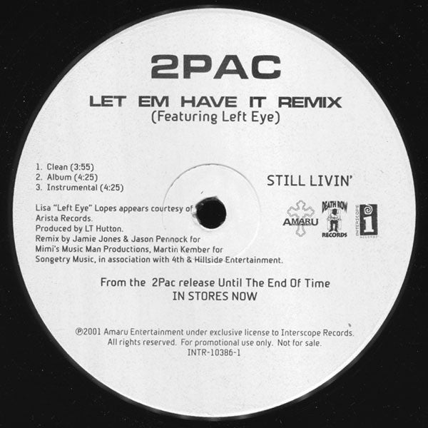 2Pac : Breathin' / Let 'Em Have It Remix (12", Promo)