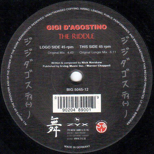 Gigi D'Agostino : The Riddle (12")