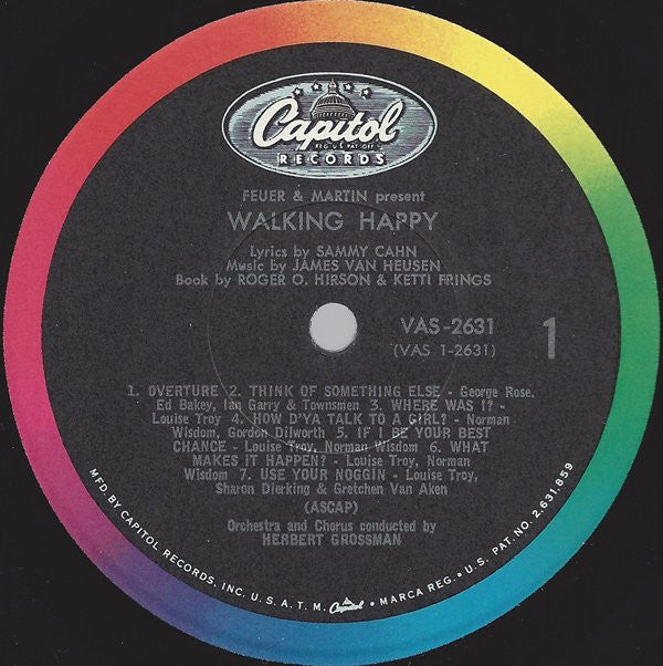 Norman Wisdom, Louise Troy, George Rose : Walking Happy (Original Broadway Cast Recording) (LP, Album, Mono)