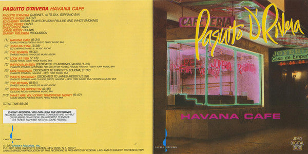 Paquito D'Rivera : Havana Cafe (CD, Album)