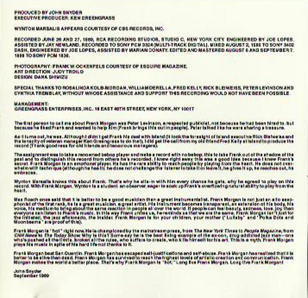 Frank Morgan : Mood Indigo (CD, Album)