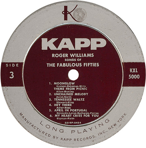 Roger Williams (2) : Songs Of The Fabulous Fifties (2xLP, Album, Mono)