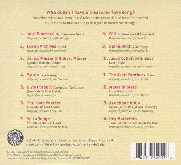 Various : Sweetheart (Our Favorite Artists Sing Their Favorite Love Songs) (CD, Comp)