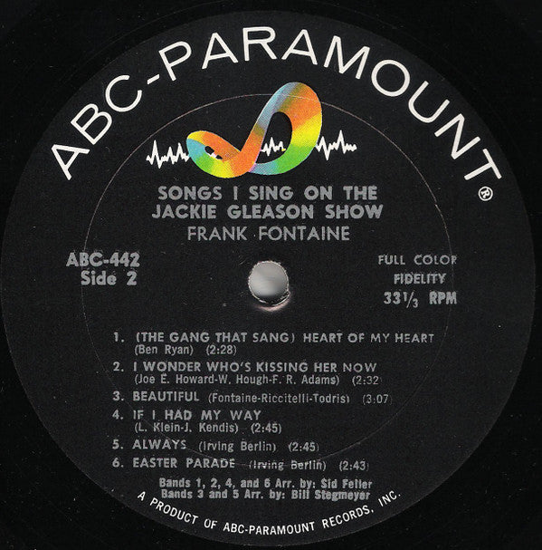 Frank Fontaine : Songs I Sing On The Jackie Gleason Show (LP, Album, Mono)