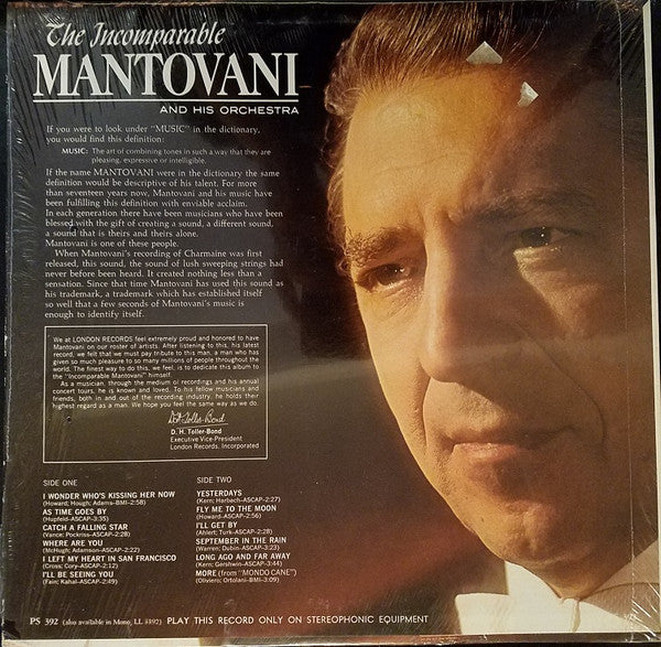 Mantovani And His Orchestra : The Incomparable Mantovani (LP, Album)