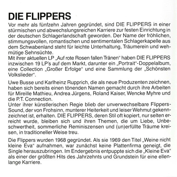 Die Flippers : Auf Rote Rosen Fallen Tränen (CD, Album)