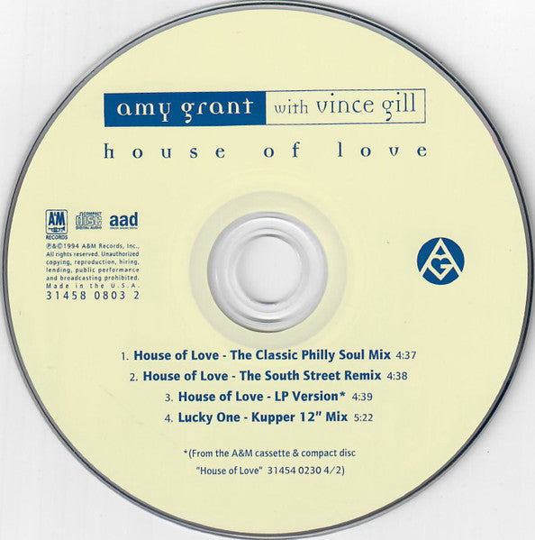 Amy Grant With Vince Gill : House Of Love (CD, Maxi)