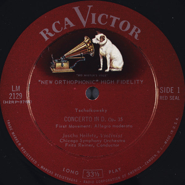 Tschaikowsky*, Heifetz*, Chicago Symphony*, Reiner* : Concerto In D, Op. 35 (LP, Album, Mono)