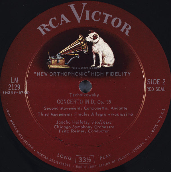 Tschaikowsky*, Heifetz*, Chicago Symphony*, Reiner* : Concerto In D, Op. 35 (LP, Album, Mono)