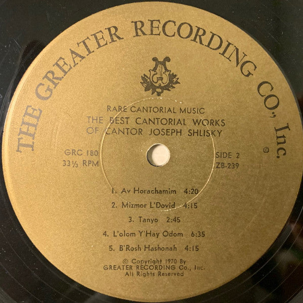 Joseph Shlisky : The Best Cantorial Works Of Joseph Shlisky (LP)