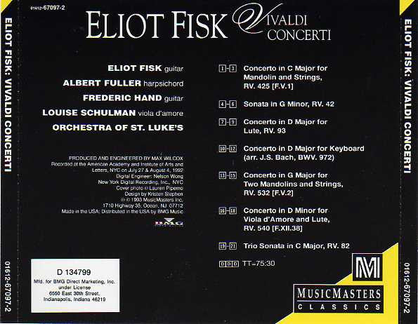 Eliot Fisk : Vivaldi Concerti & Other Works (CD, Album, Club)