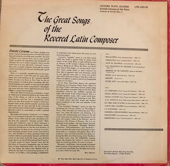 Lecuona* : Lecuona Plays Lecuona (LP, Mono, RE)