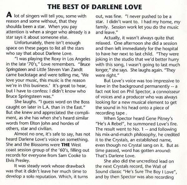 Darlene Love : The Best Of Darlene Love (CD, Comp)