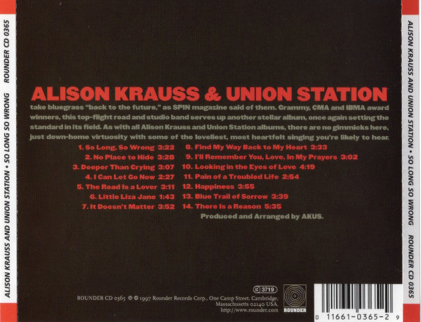 Alison Krauss & Union Station : So Long So Wrong (CD, Album)