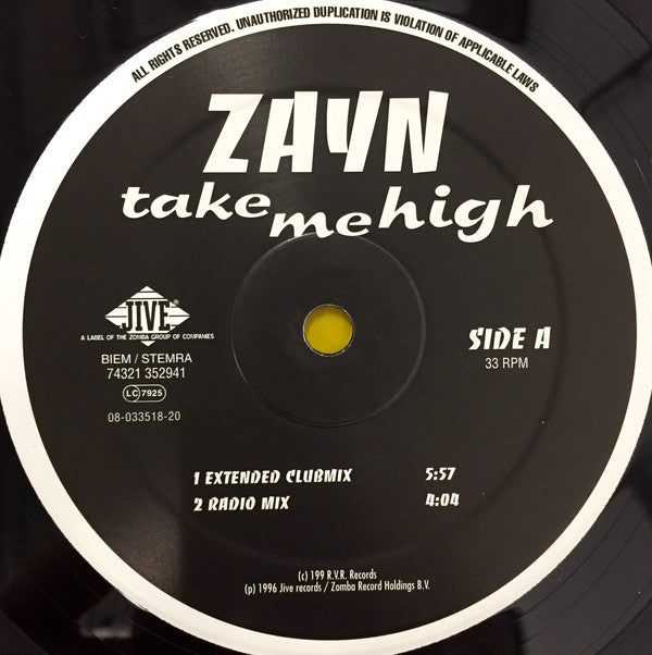 Zayn : Take Me High (12")