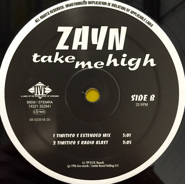 Zayn : Take Me High (12")
