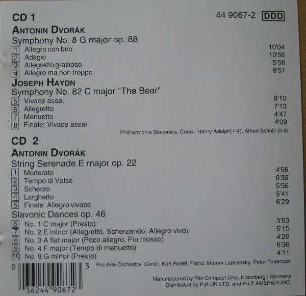Antonín Dvořák : CD 1: Symphony No. 8 / CD 2: String Serenade / Slavonic Dances (2xCD)