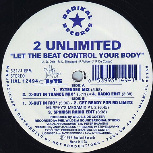 2 Unlimited : Let The Beat Control Your Body (12", Maxi)