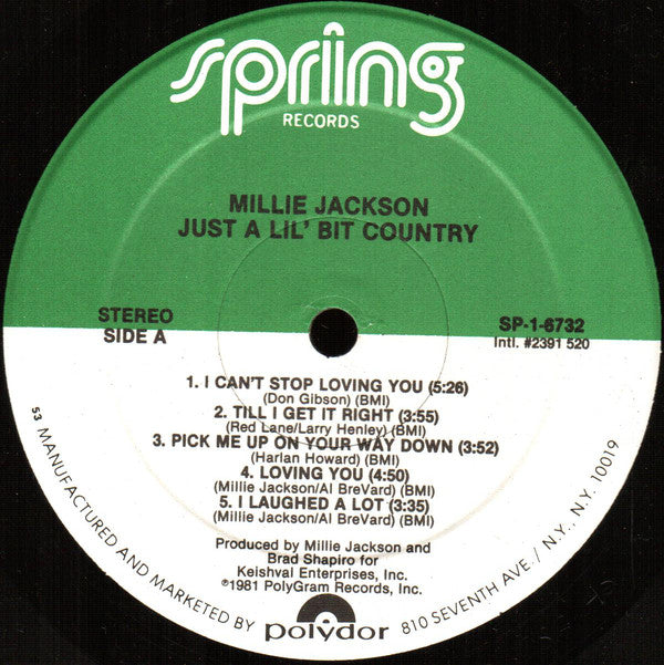 Millie Jackson : Just A Lil' Bit Country (LP, Album)