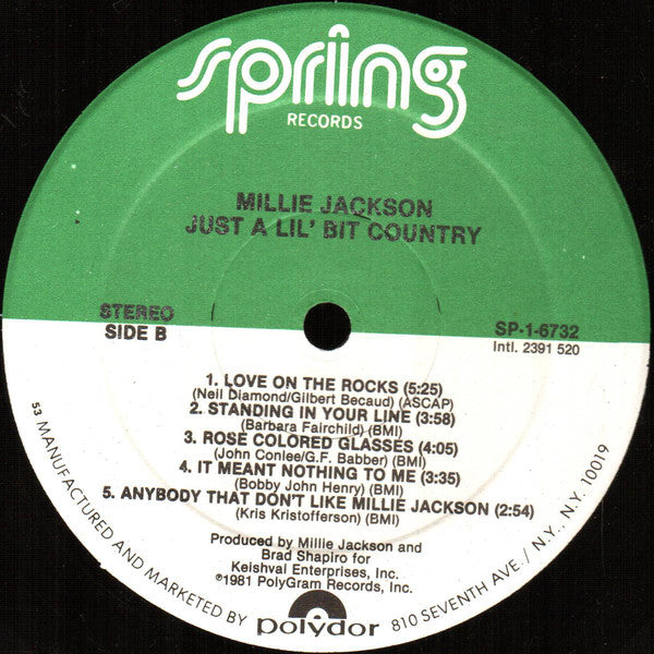 Millie Jackson : Just A Lil' Bit Country (LP, Album)