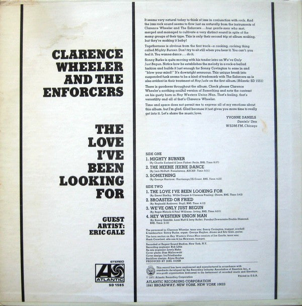 Clarence Wheeler And The Enforcers* : The Love I've Been Looking For (LP, Album, RI)