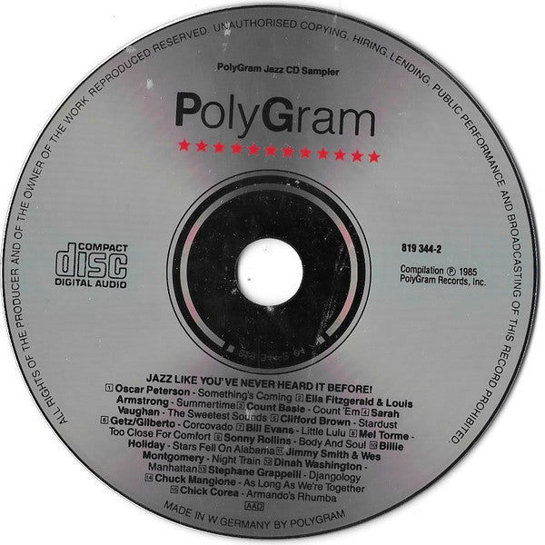 Various : Jazz Like You've Never Heard It Before - Polygram Jazz Sampler (CD, Comp, RM)