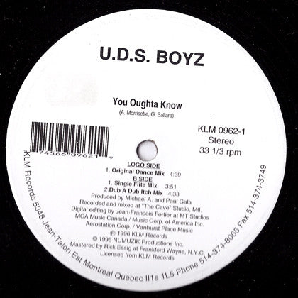 The U.D.S. Boyz : You Oughta Know (12")