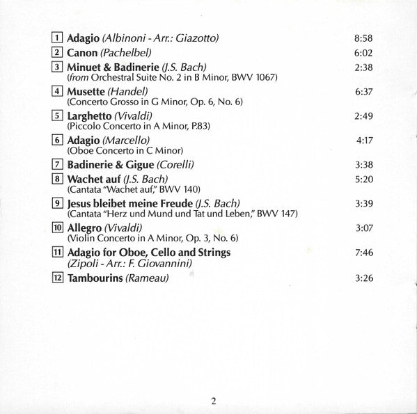 Jean-François Paillard Chamber Orchestra* : The Pachelbel Canon, Albinoni Adagio, And Other Baroque Melodies (CD)