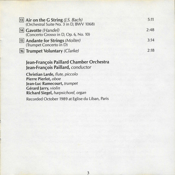 Jean-François Paillard Chamber Orchestra* : The Pachelbel Canon, Albinoni Adagio, And Other Baroque Melodies (CD)